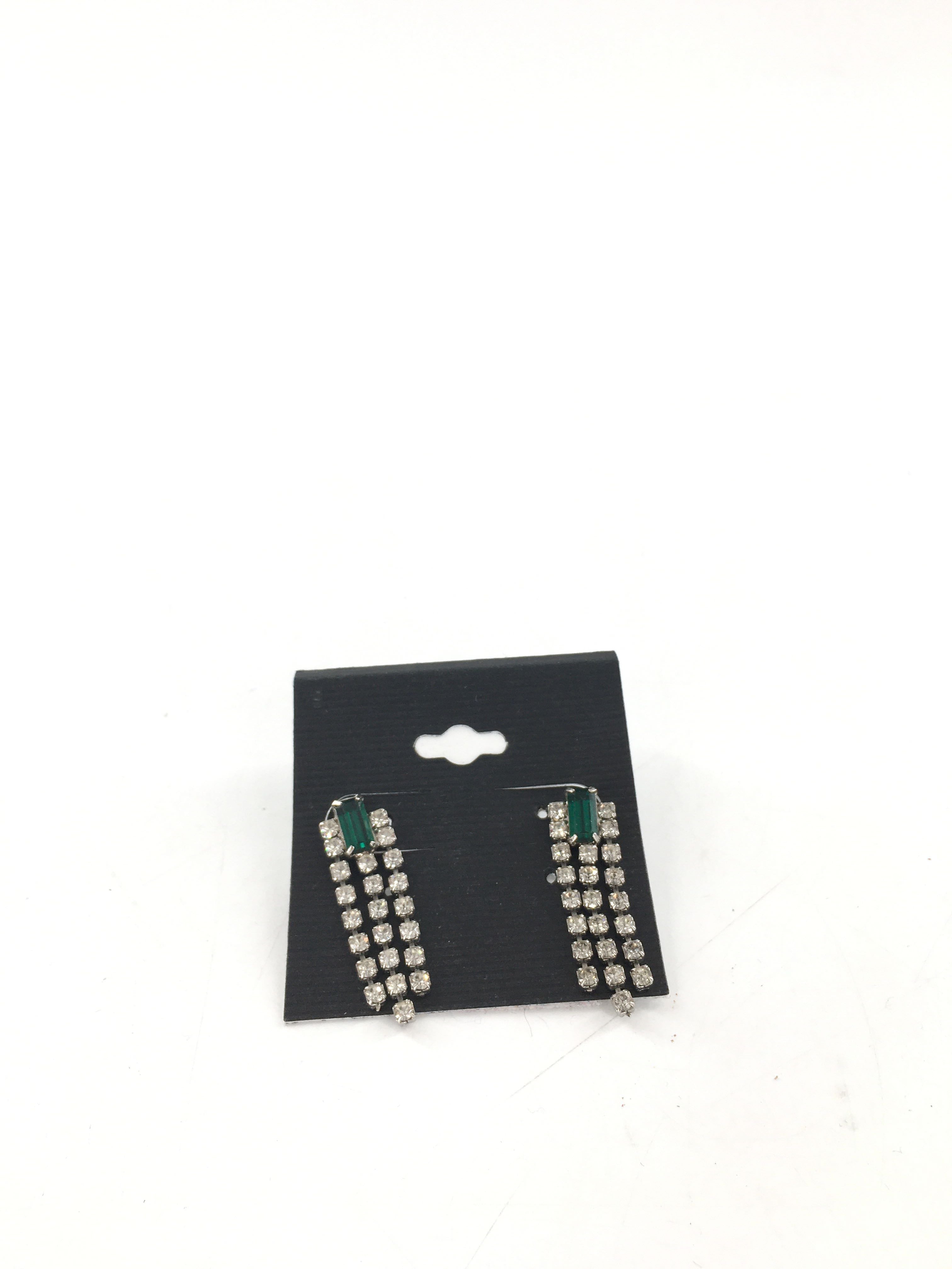 green stone & cz drop earrings