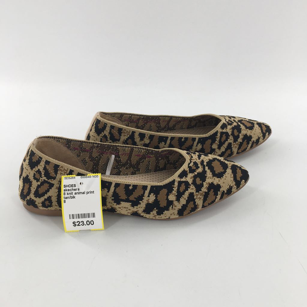8 knit animal print slip-on flats