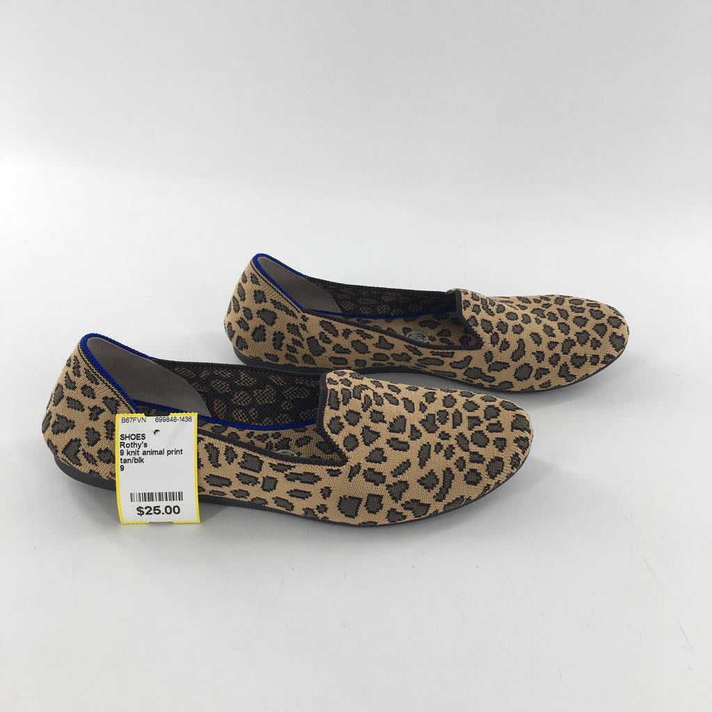 9 knit animal print slip-on flats