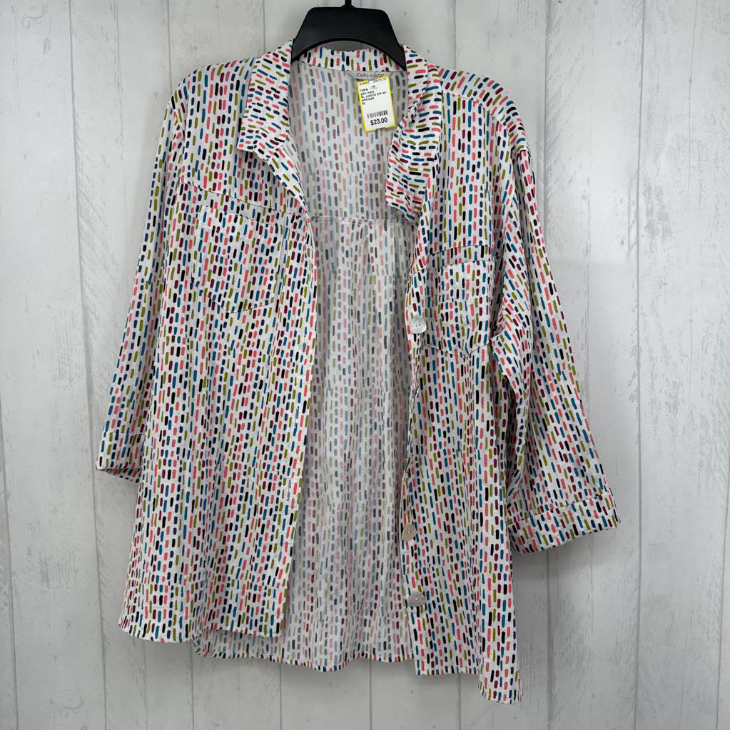 XL colorful 3/4 slv top