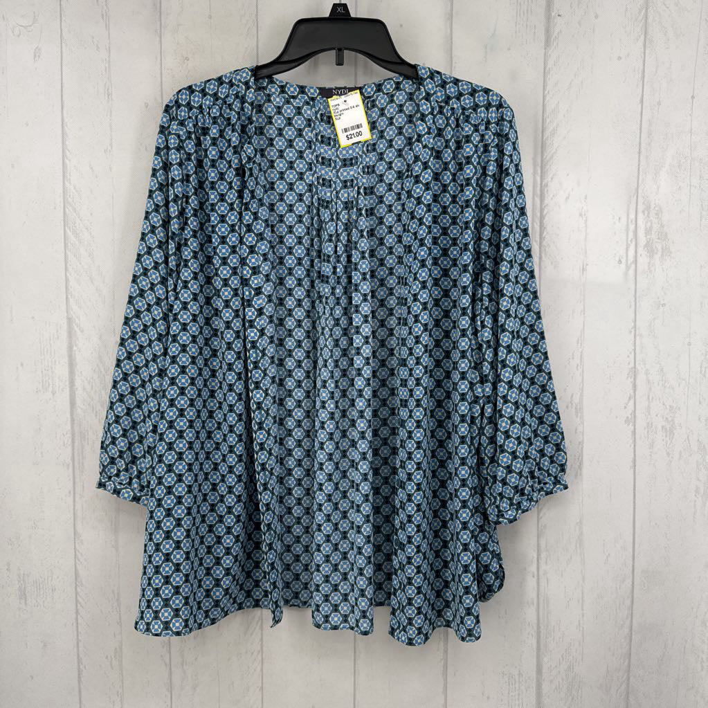 XLp printed 3/4 slv top