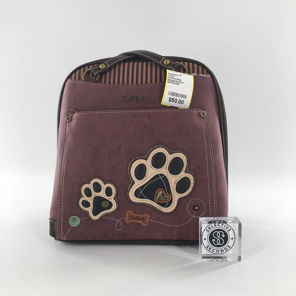 convertible backpack w/ detailed stitch paw print applique designs