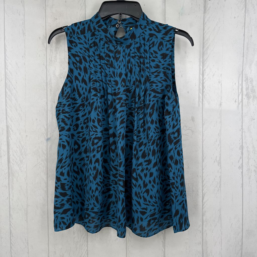 R50 S animal print mock neck pleated front tank