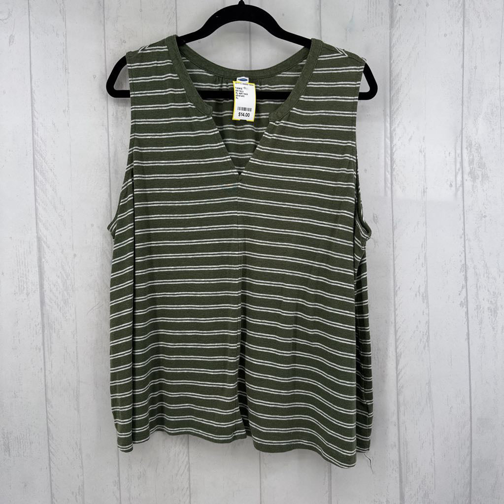 XL split neck striped tank