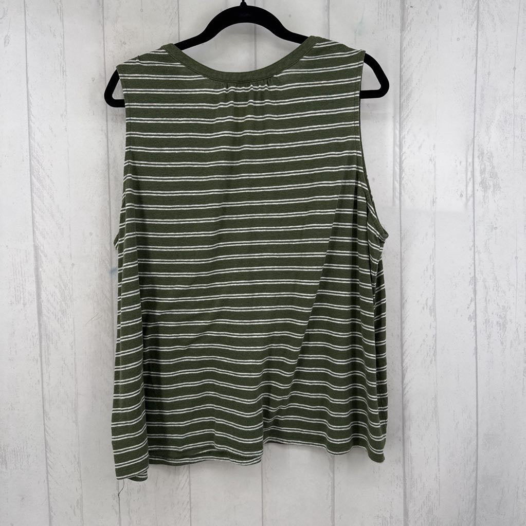 XL split neck striped tank