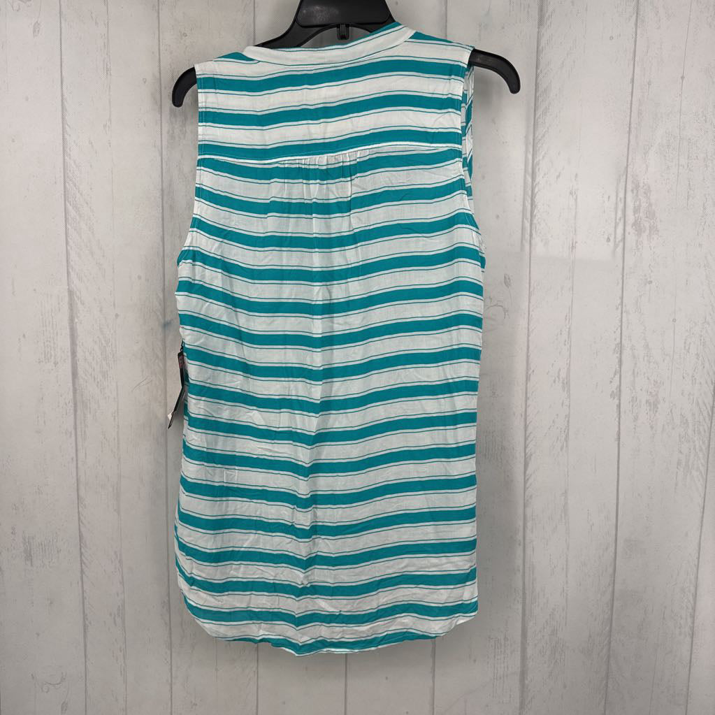 L striped split neck hi-lo tank
