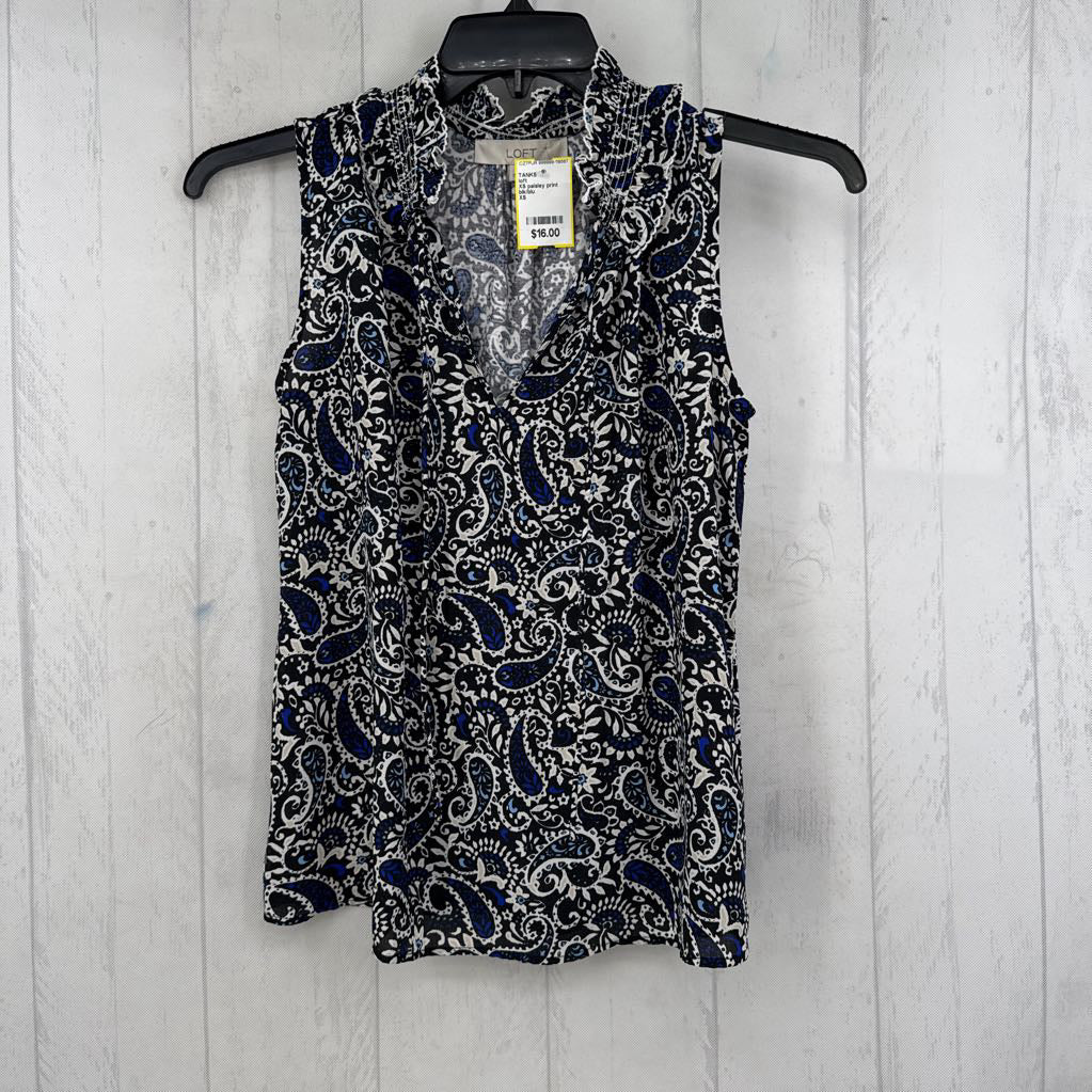 XS paisley print split neck tank