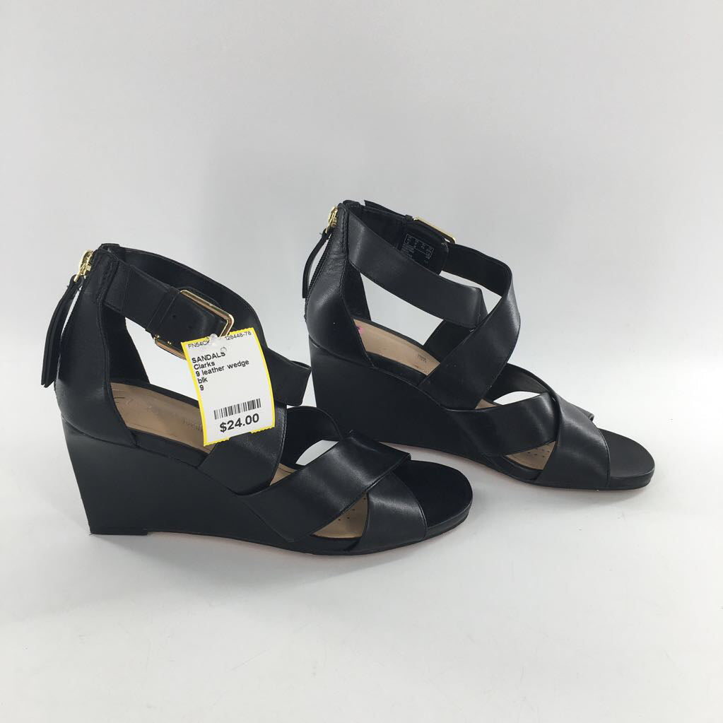 9 leather wedge heel sandal