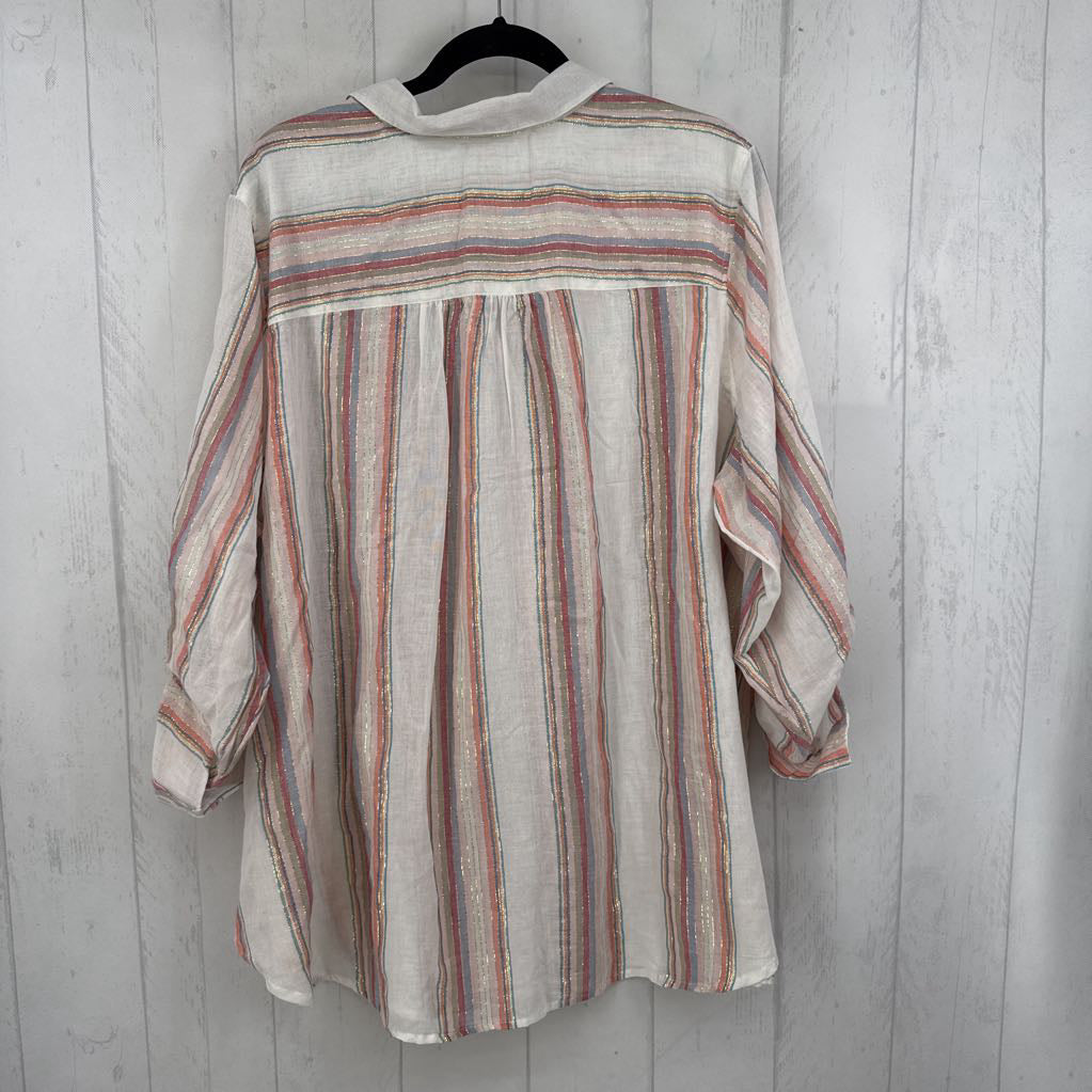 R60 22/24 striped splt neck tab slv top