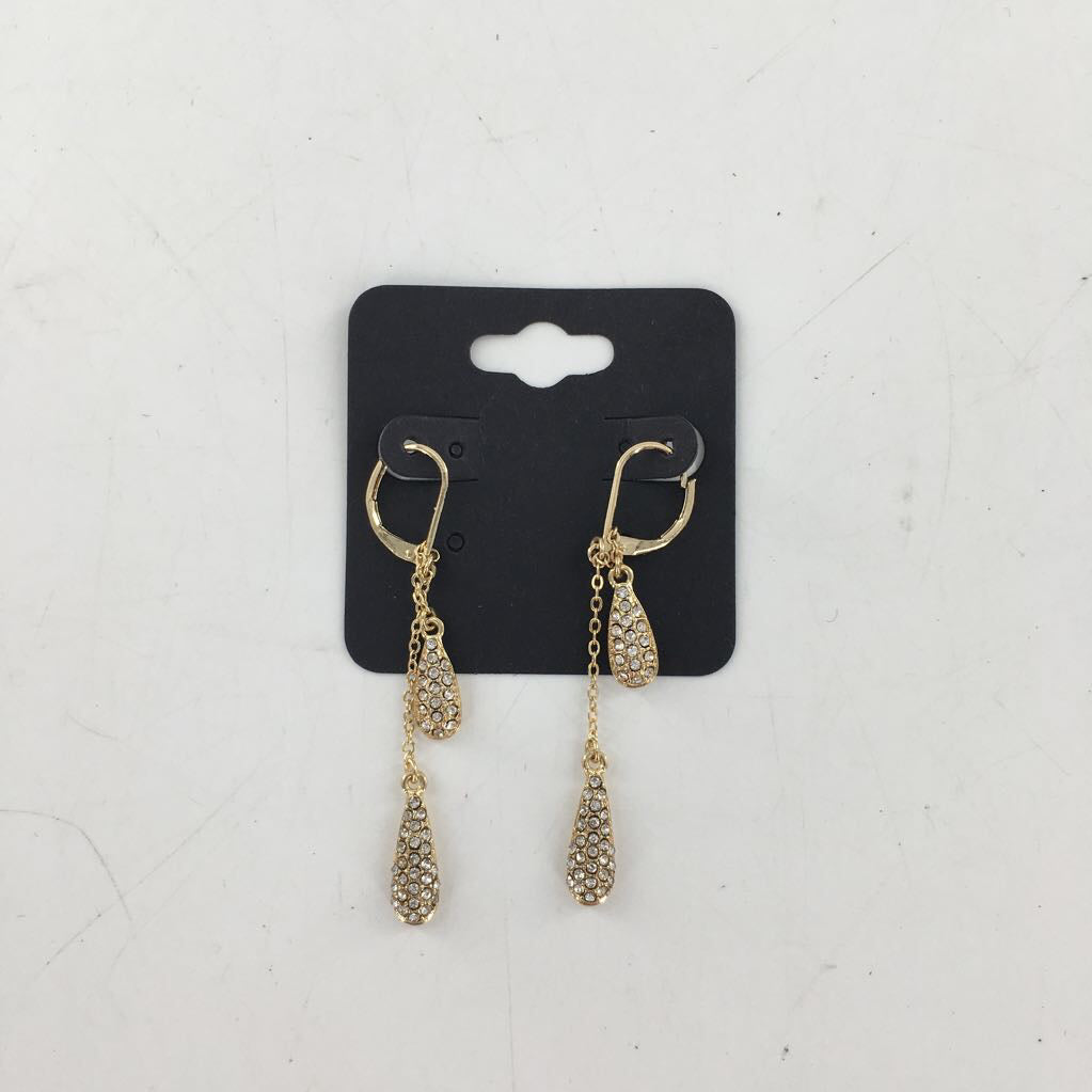 gold rhinestone dangle earrings