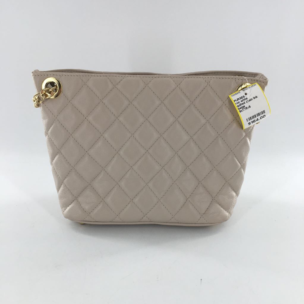 quilted chain link strap satchel