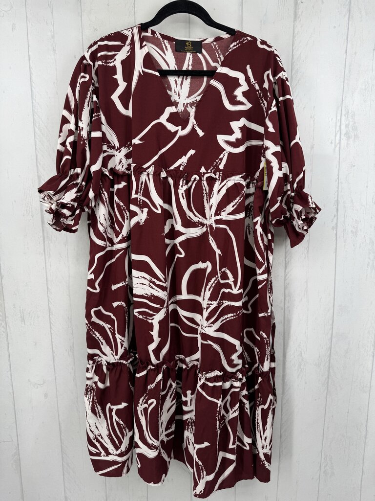 XL printed v-neck tiered 3/4 slv dress