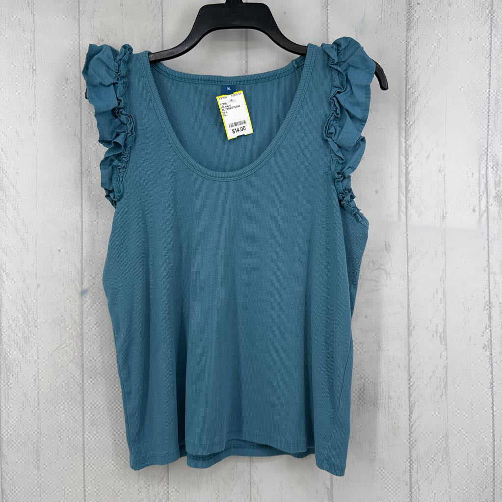 XL ribbed flutter slv top