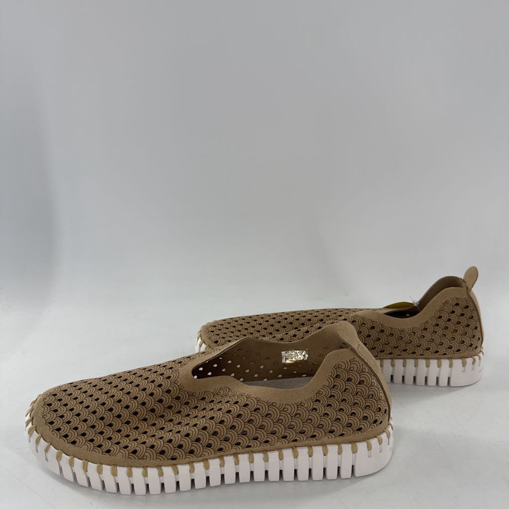 7.5 perforated leather slip-ons