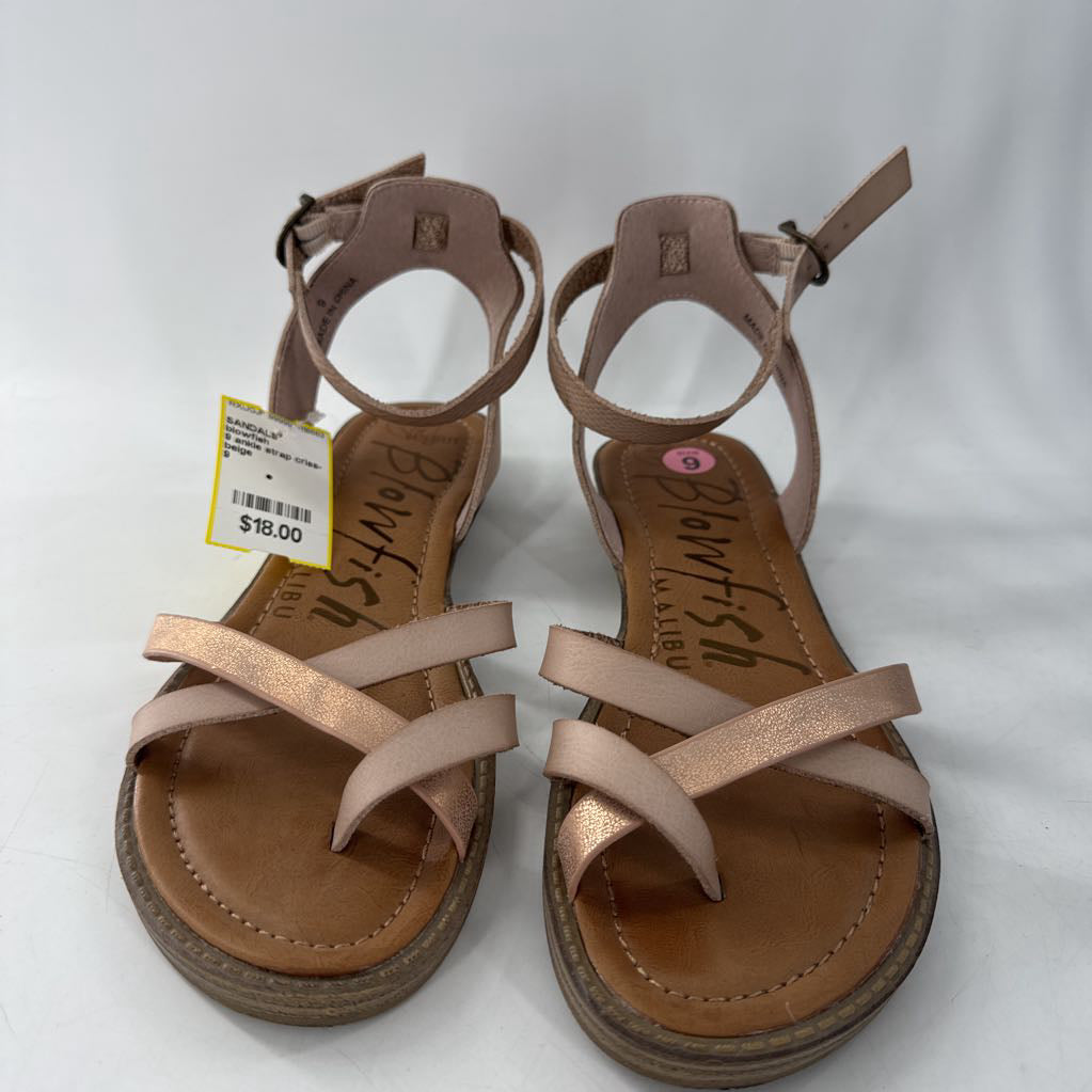 9 ankle strap criss-cross sandal