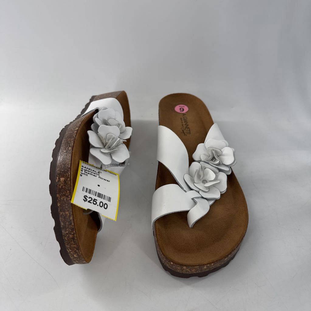 9 leather flower thong sandal