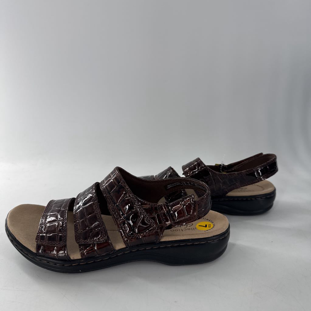 7 croc embossed sandal