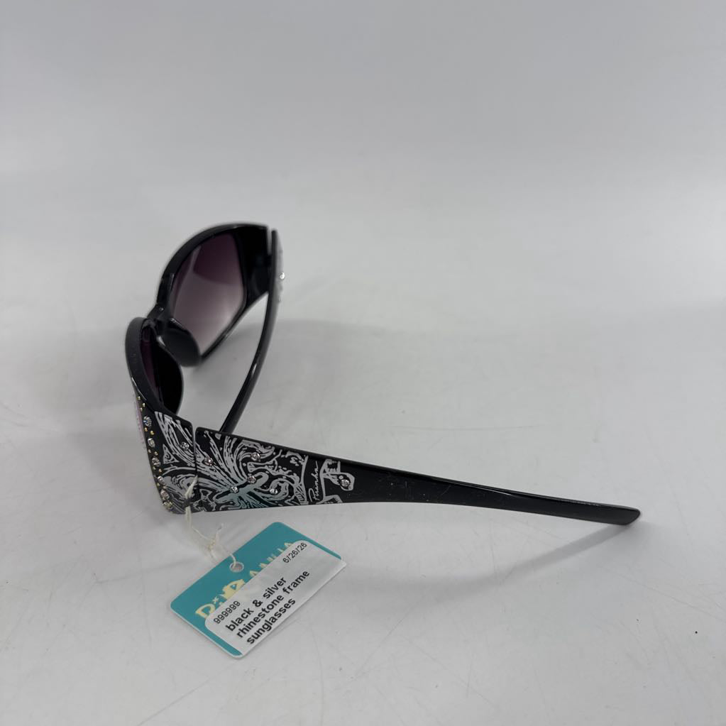 black & silver rhinestone frame sunglasses