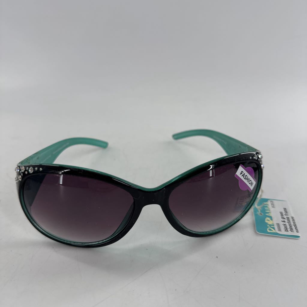 black & green rhinestone frame sunglasses