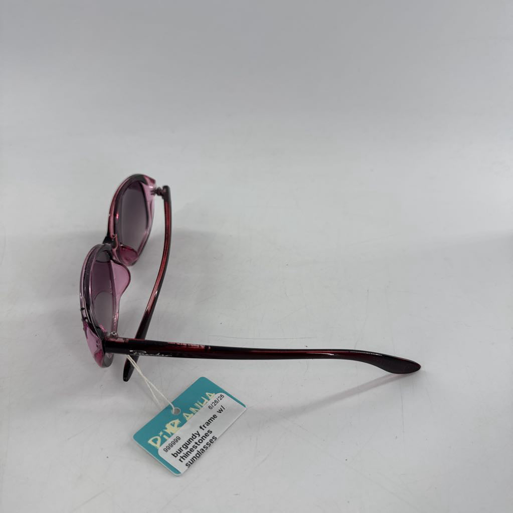 burgundy frame w/ rhinestones sunglasses