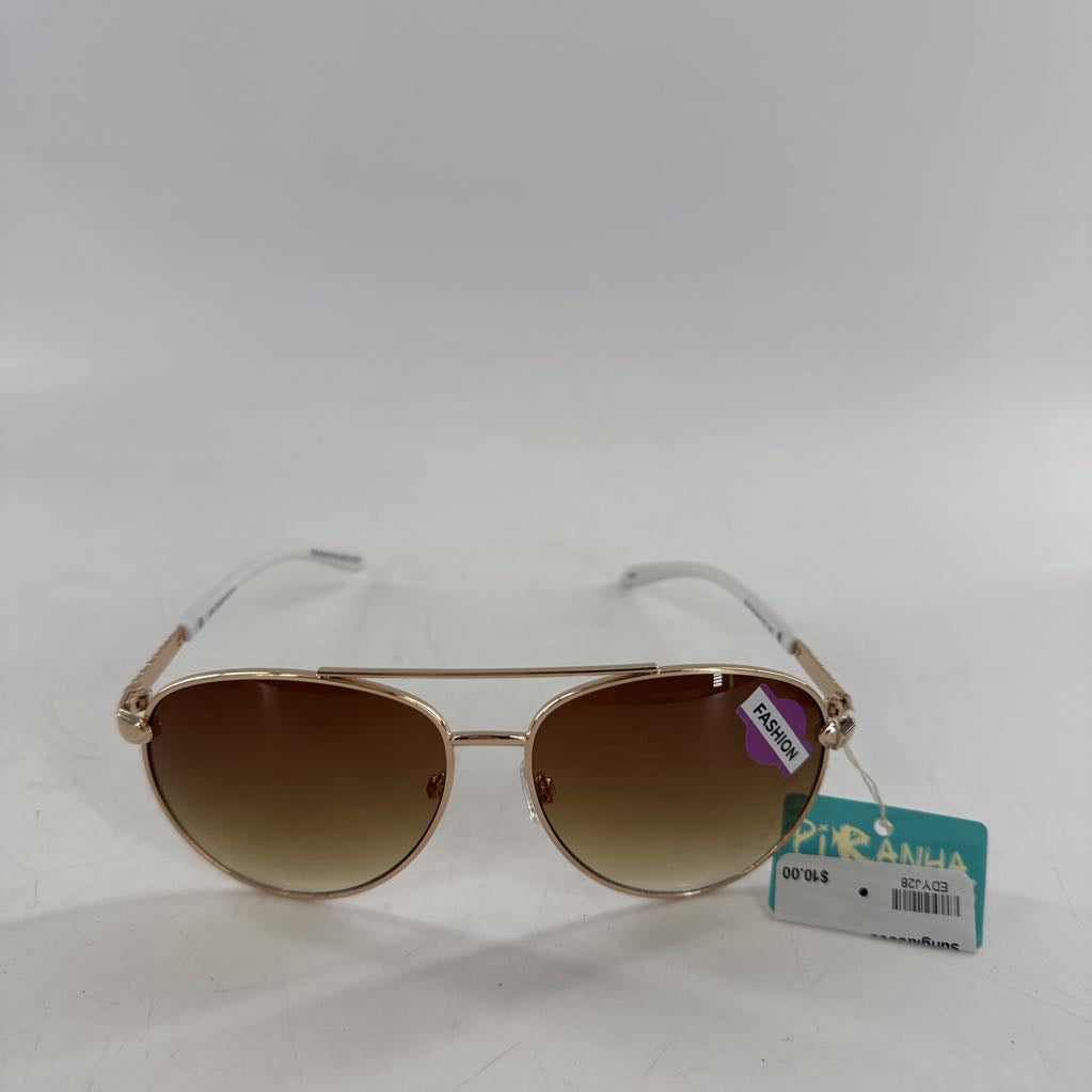 gold & white aviator sunglasses