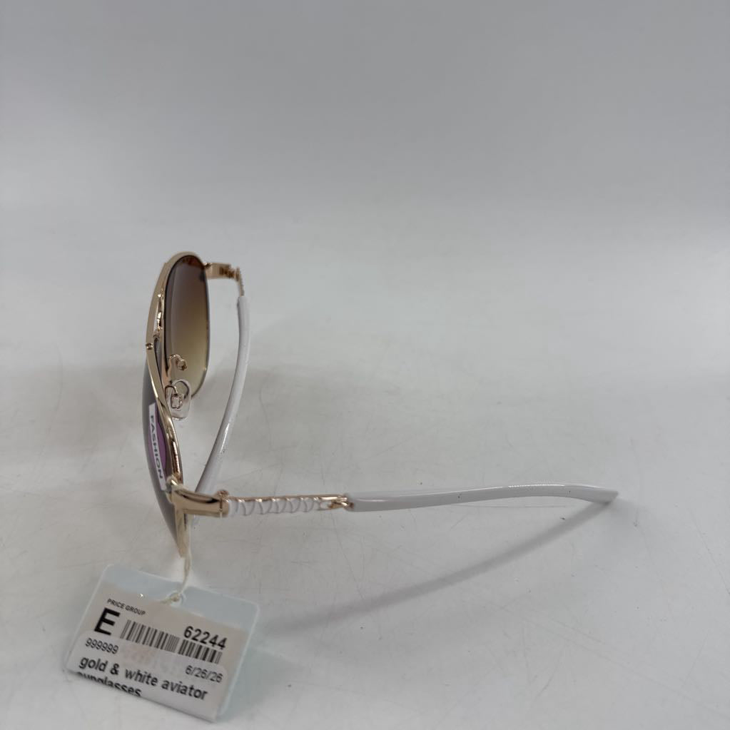 gold & white aviator sunglasses