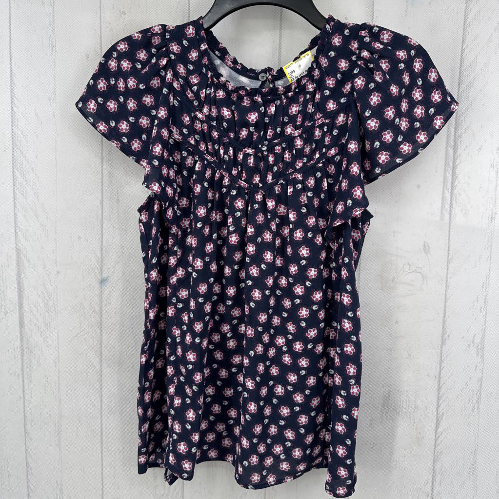 XS flo print flutter slv top