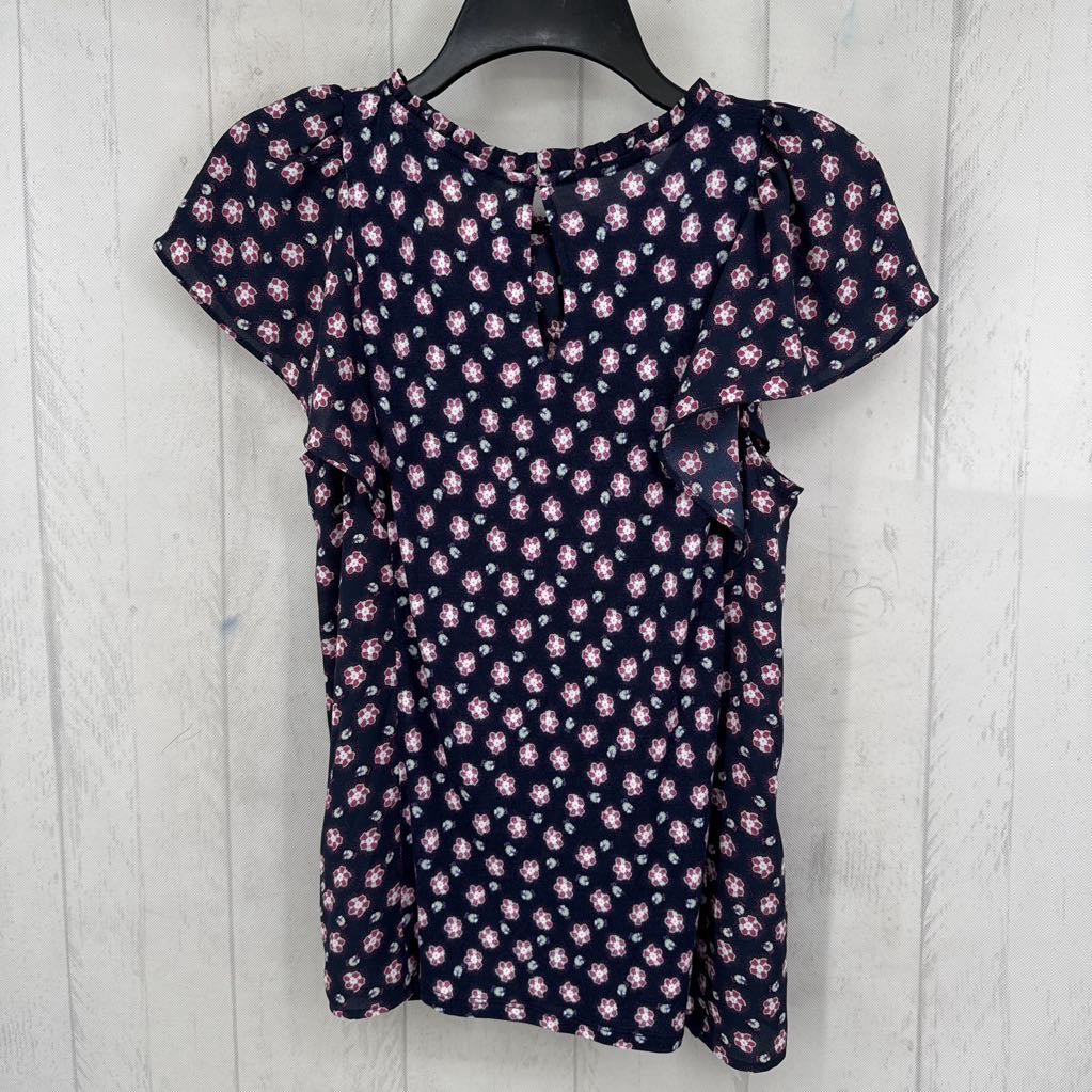 XS flo print flutter slv top