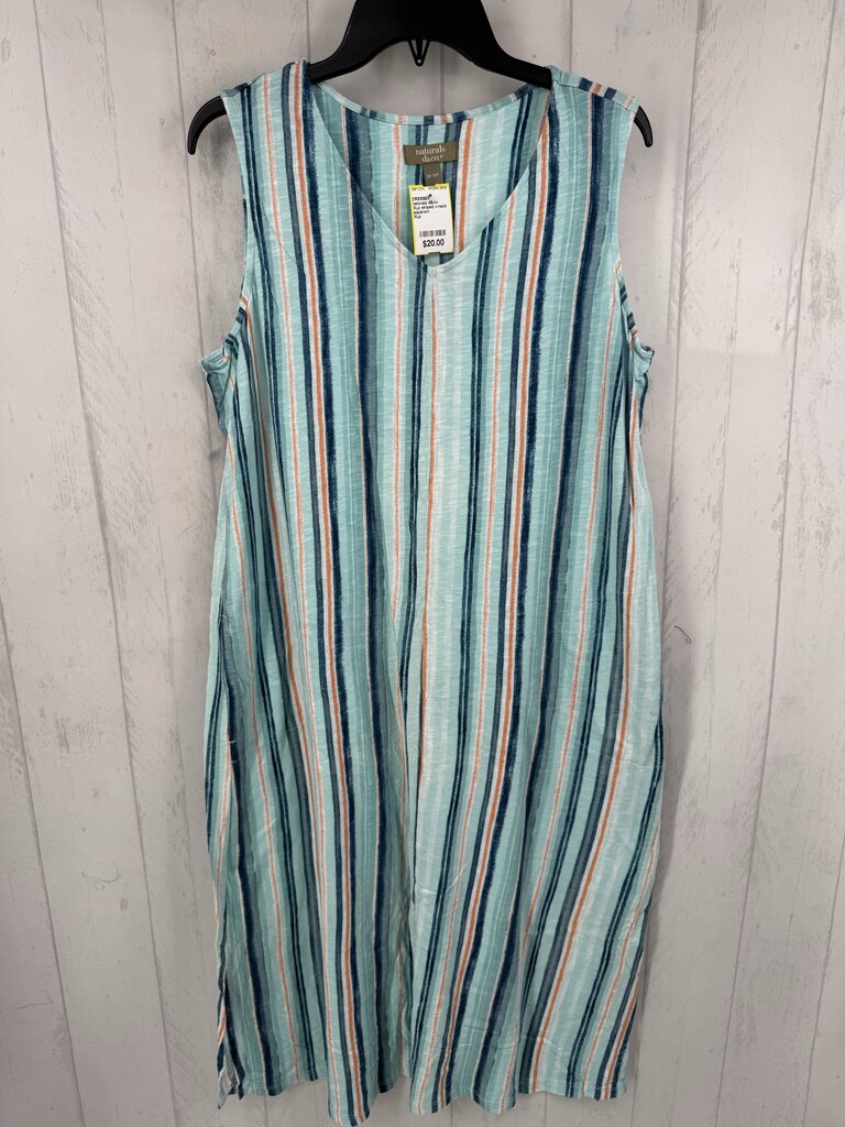 XLp striped v-neck slvls dress