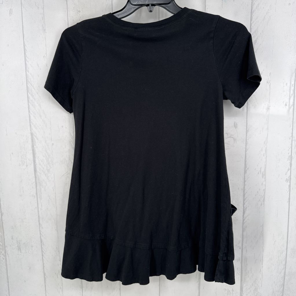 S crewneck ruffled hem s/s top