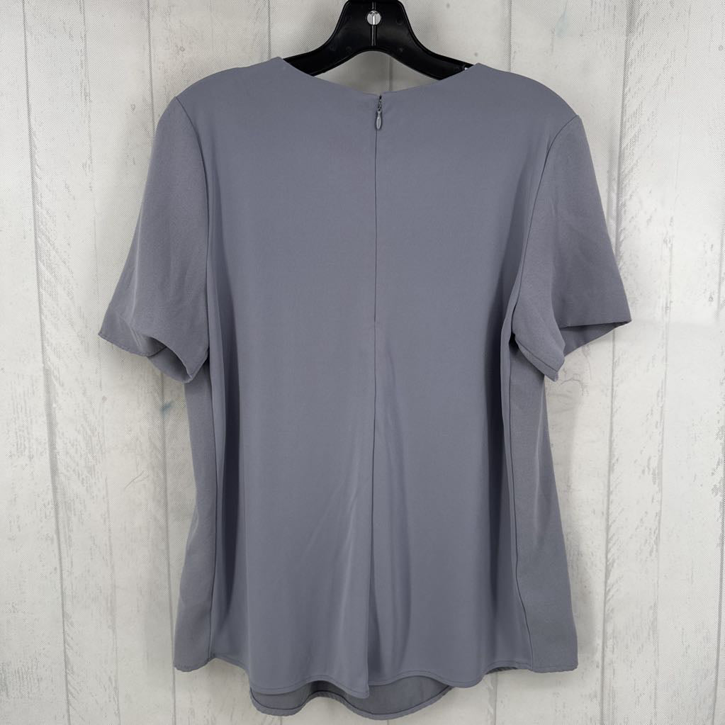 M gathered round neck s/s top