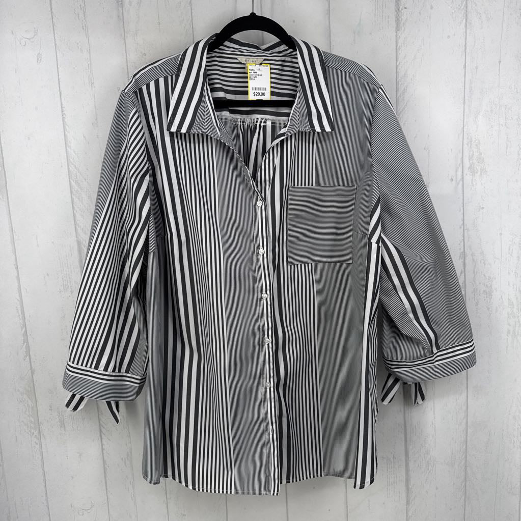 22/24 striped button down l/s top