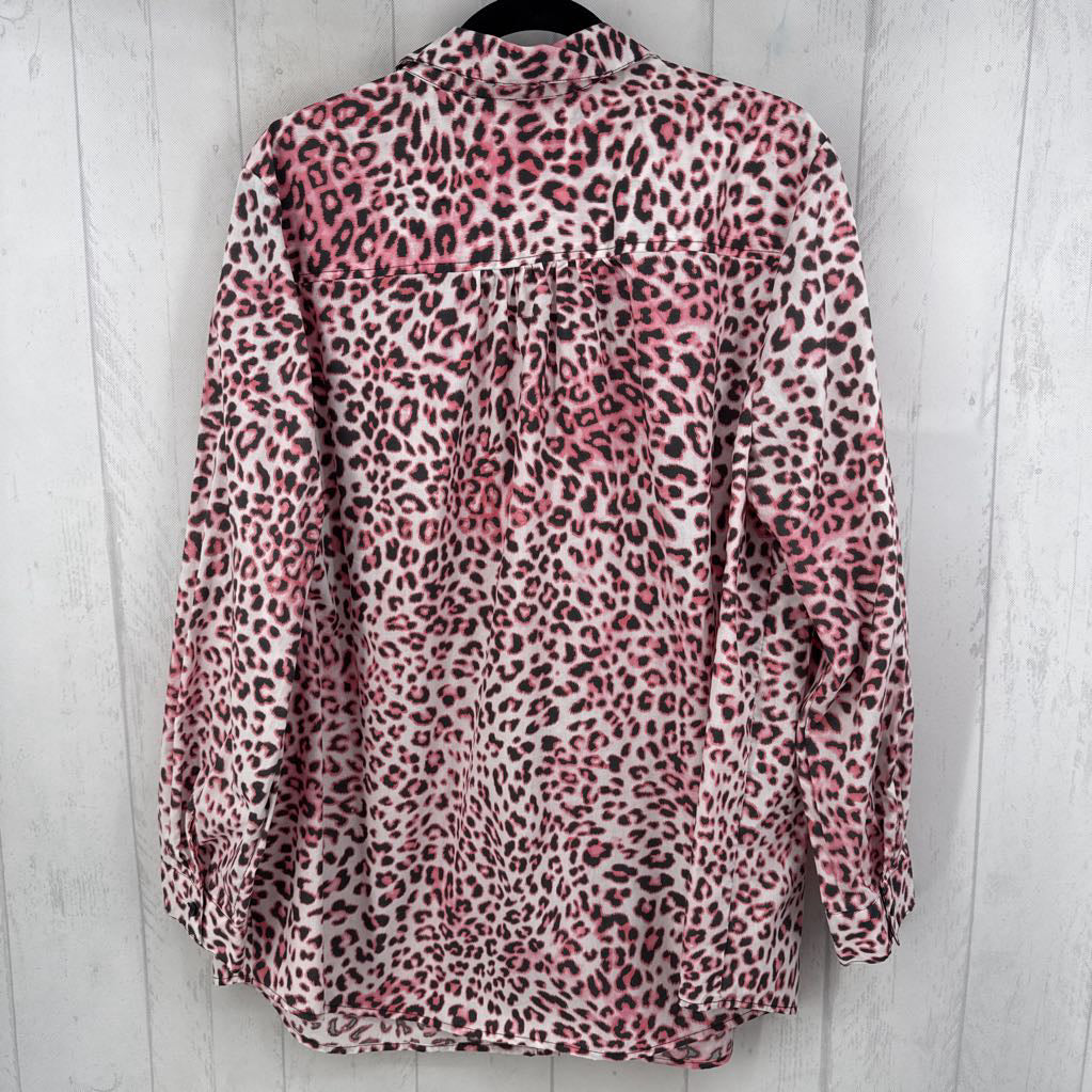 24 animal print button down l/s top