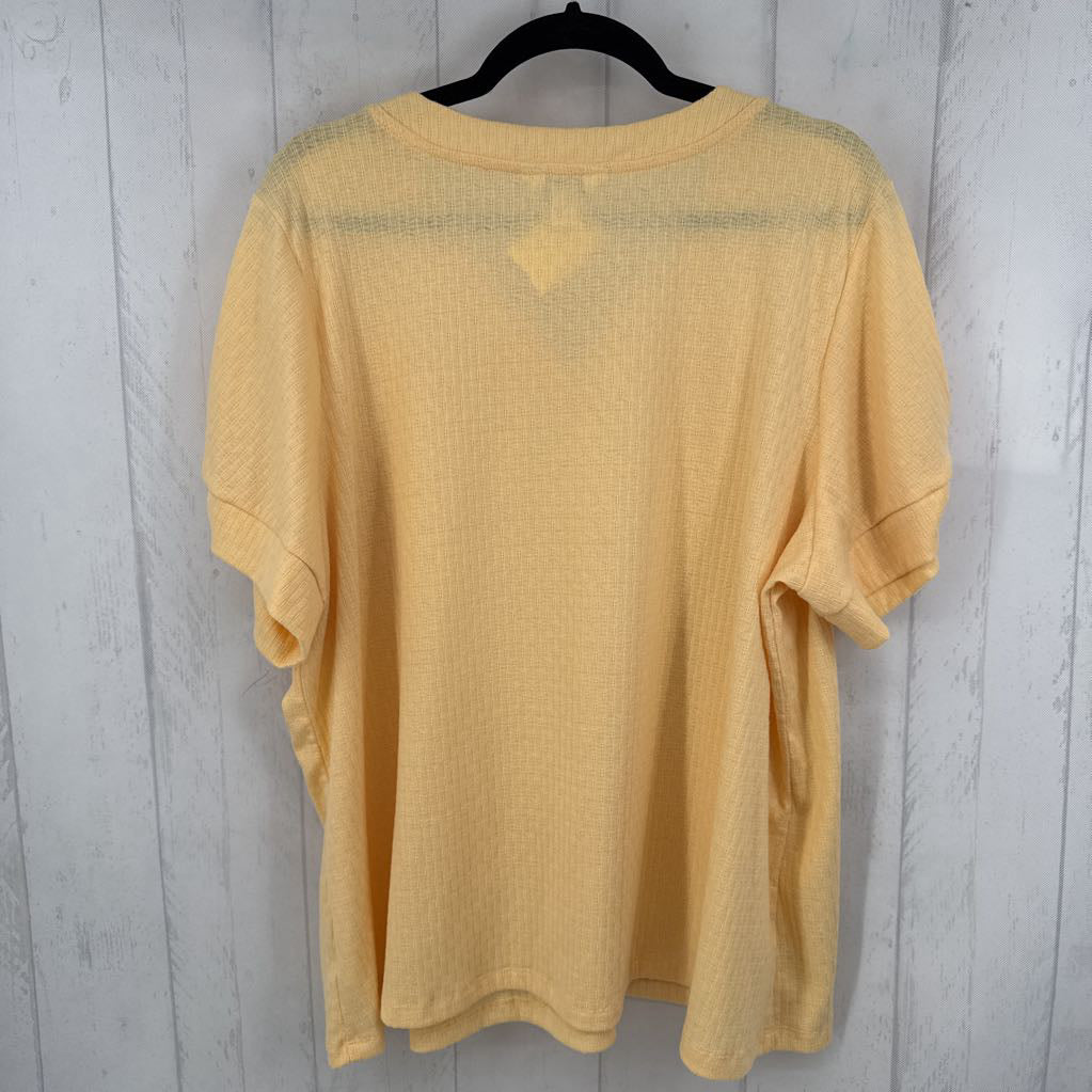 2X textured v-neck s/s top
