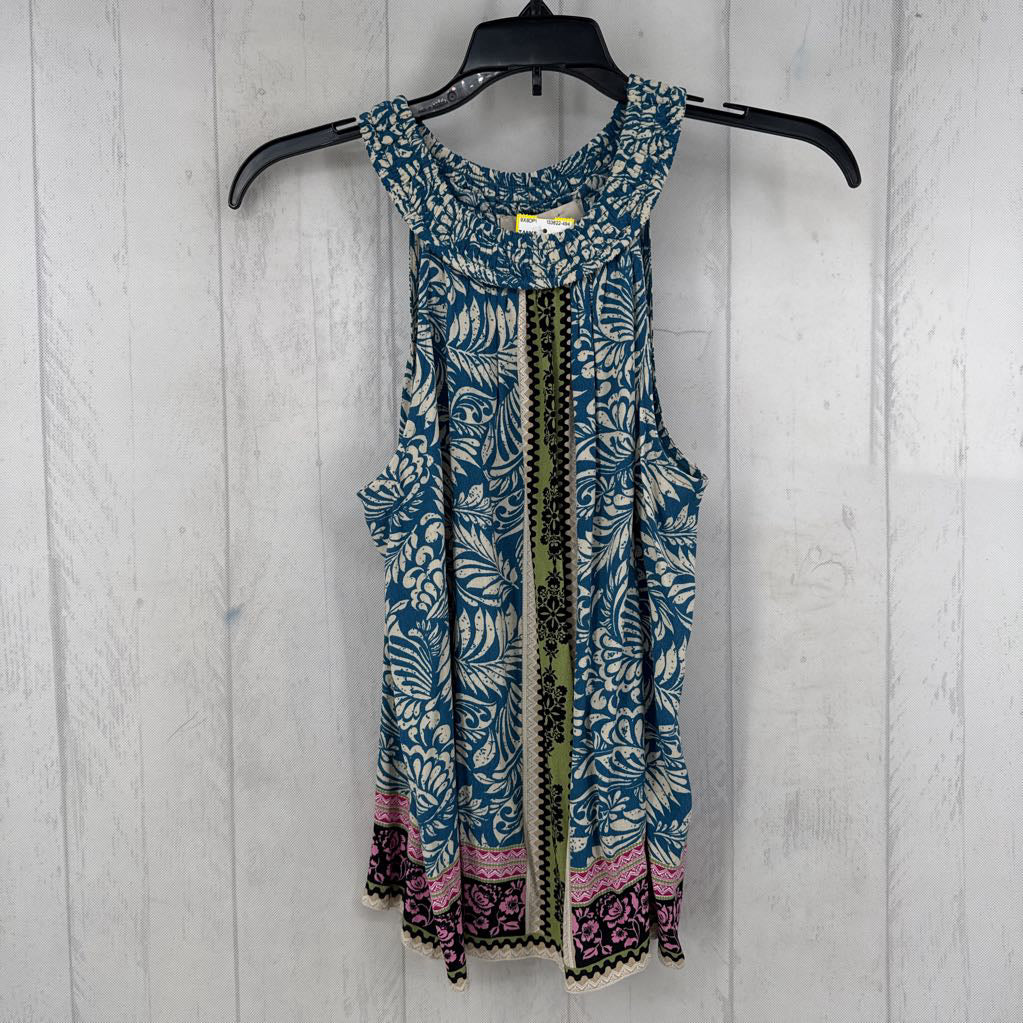 S mixed print flowy tank