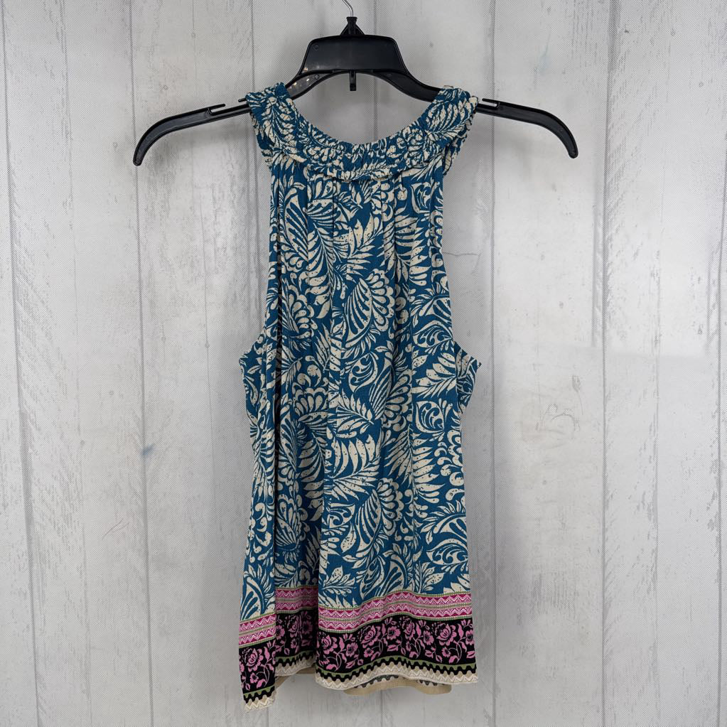 S mixed print flowy tank