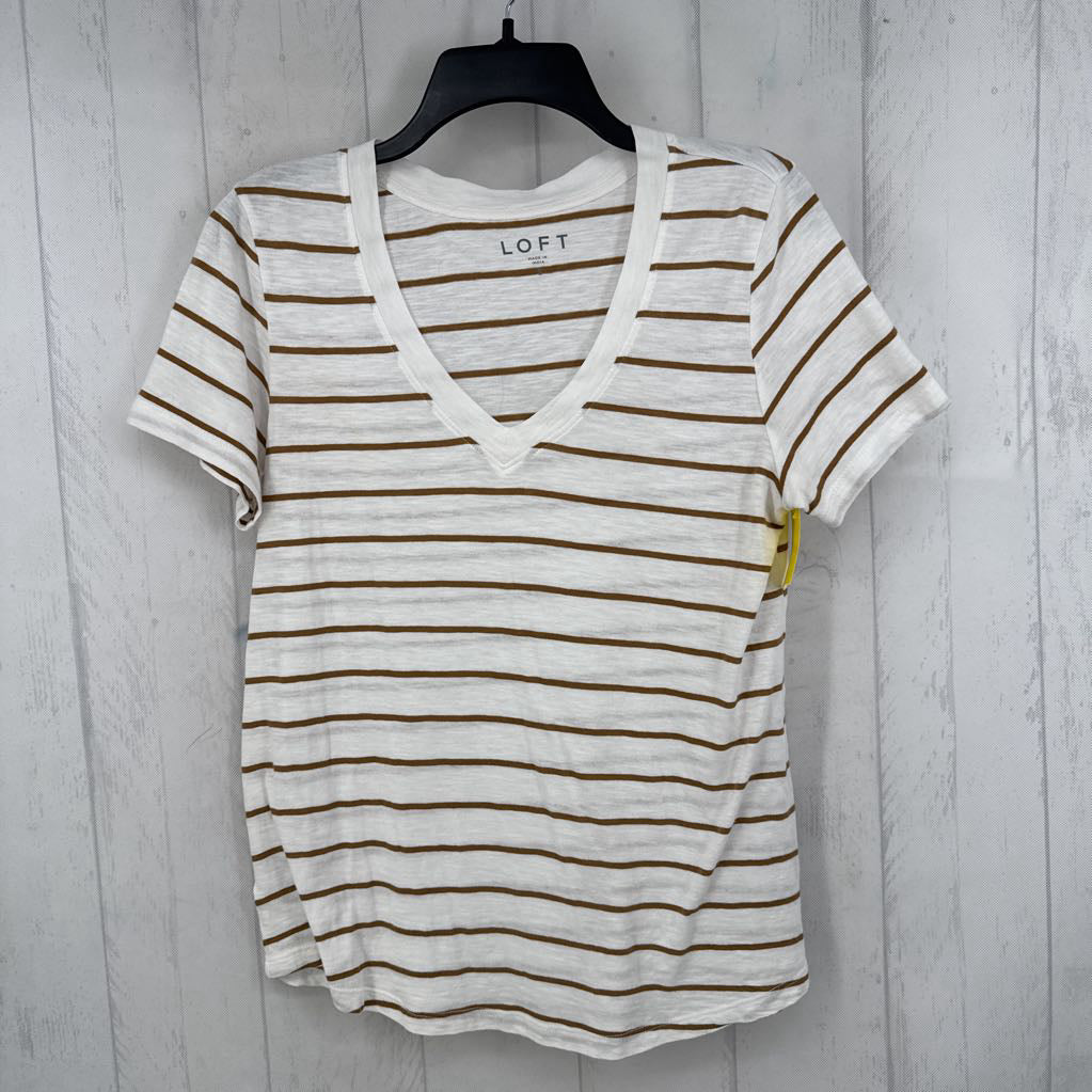 S striped v-neck s/s tee