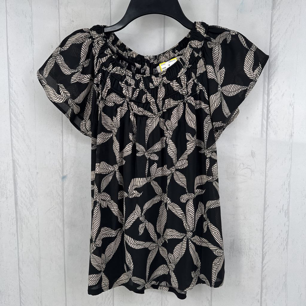 S flo print flutter slv top