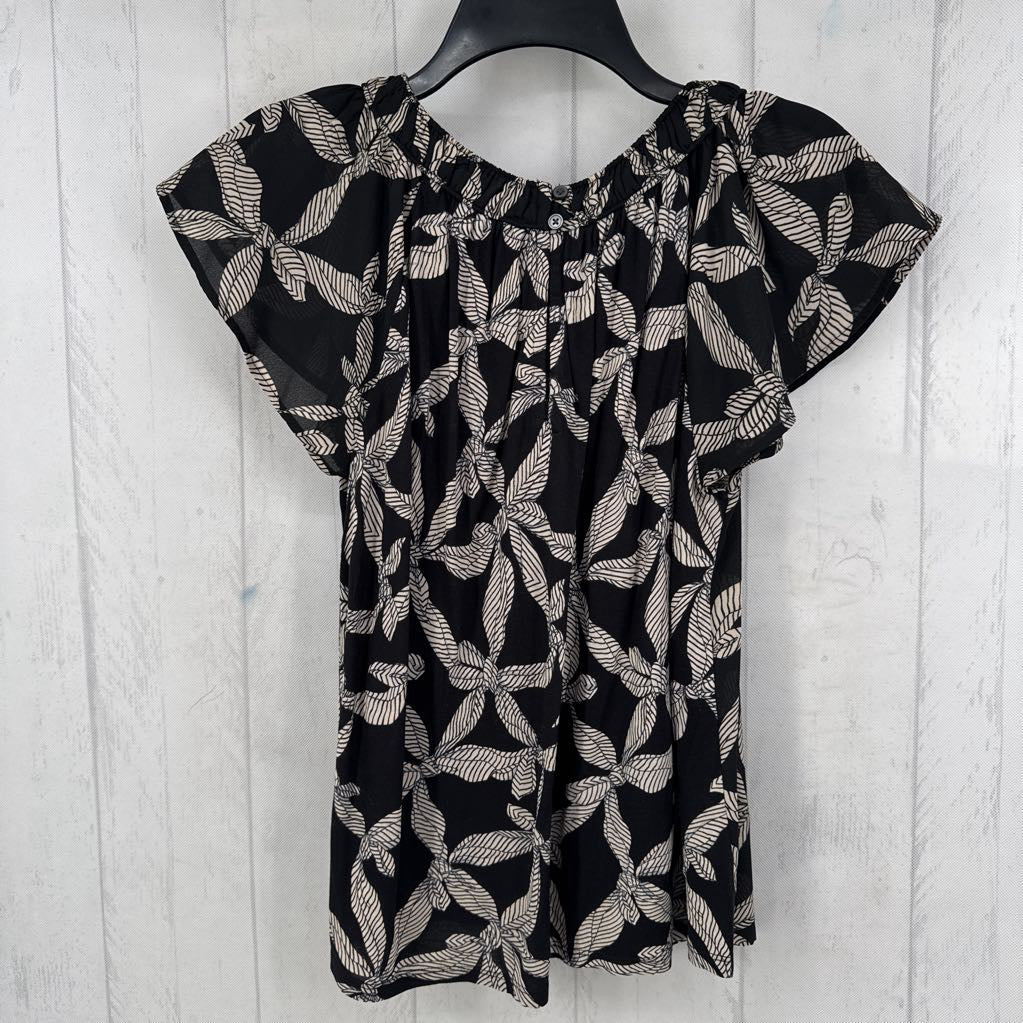 S flo print flutter slv top