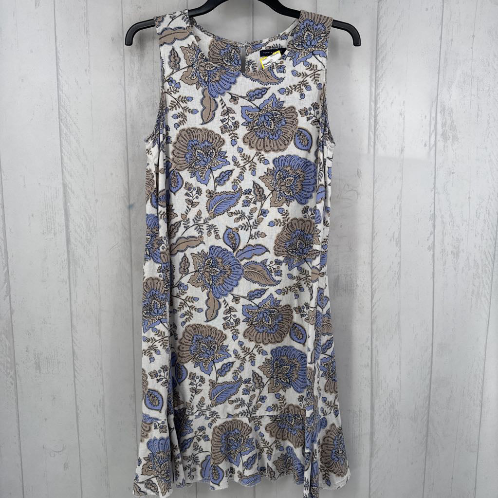 10 linen flo print slvls dress