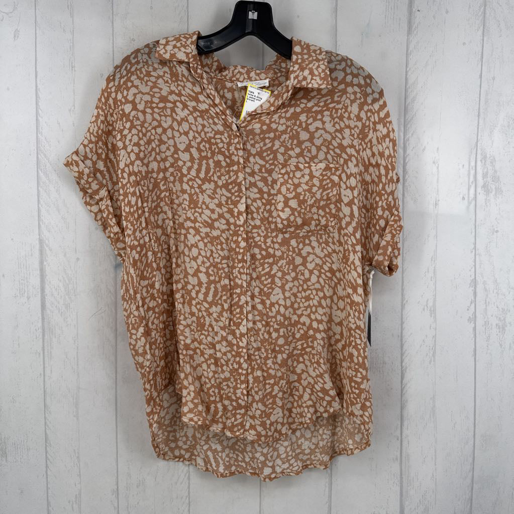 L animal print button down s/s top