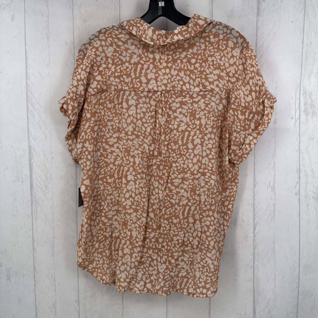 L animal print button down s/s top