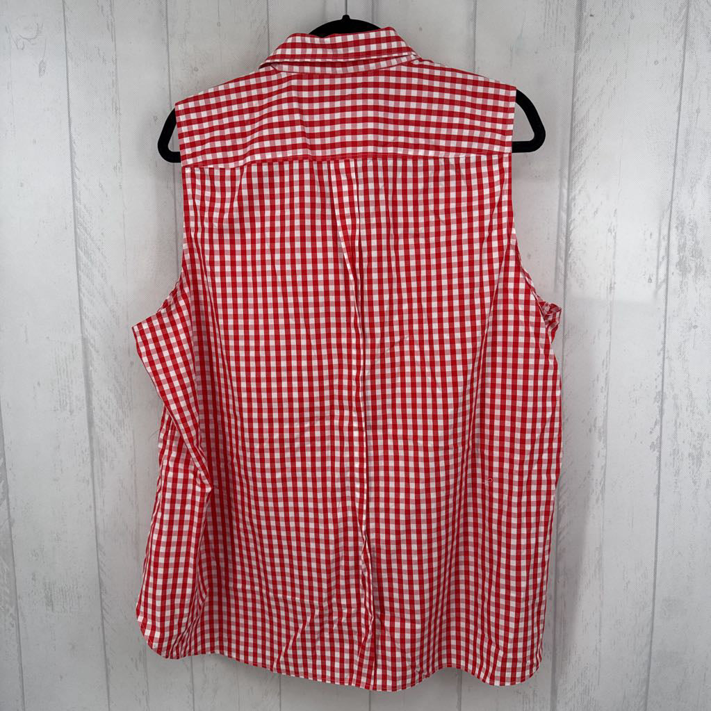 22 checkered print button down tank