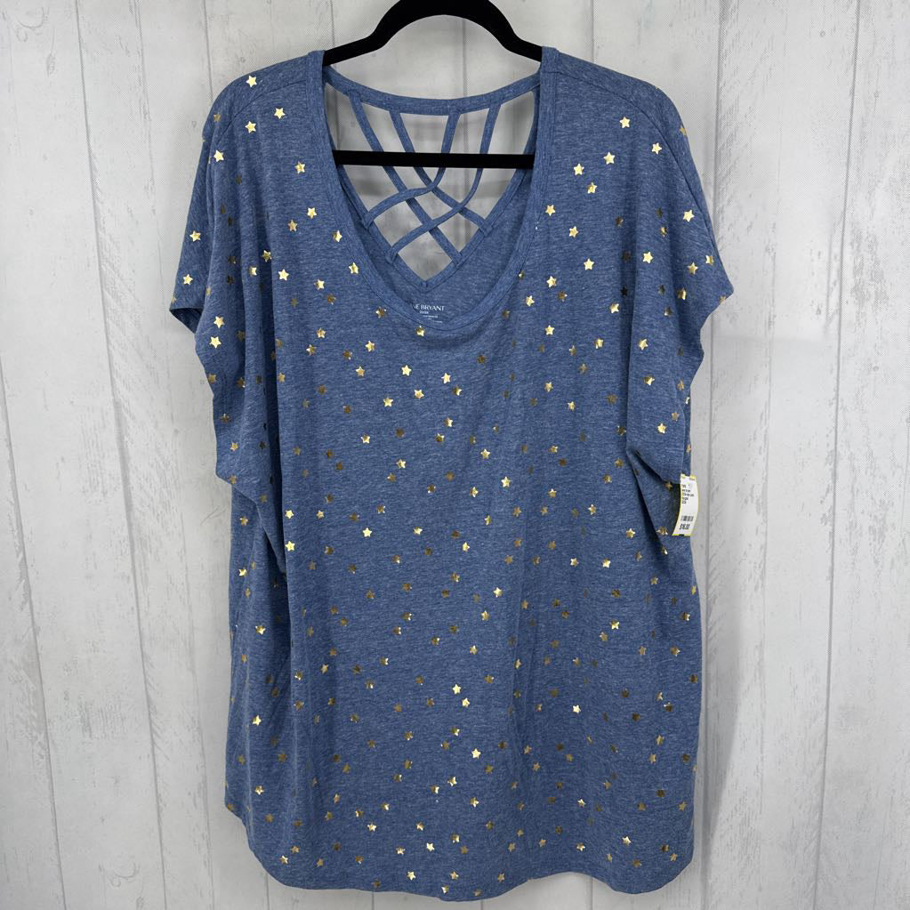 22/24 star print criss-cross back s/s tee