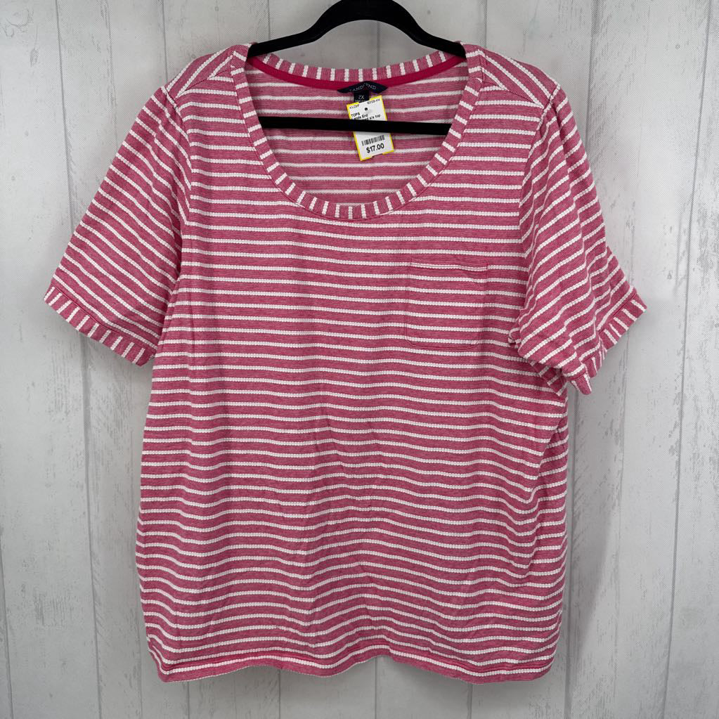 2X striped s/s top
