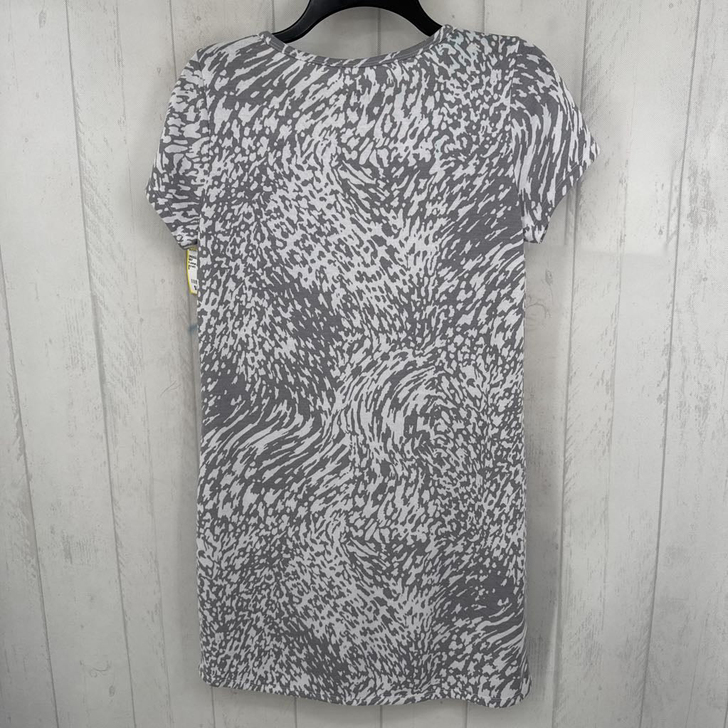 S animal print split neck s/s dress
