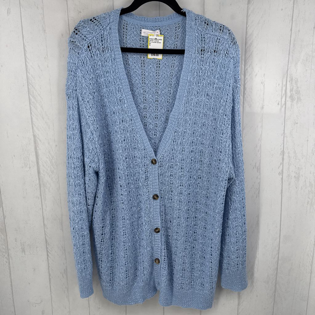 XL crochet button front cardi