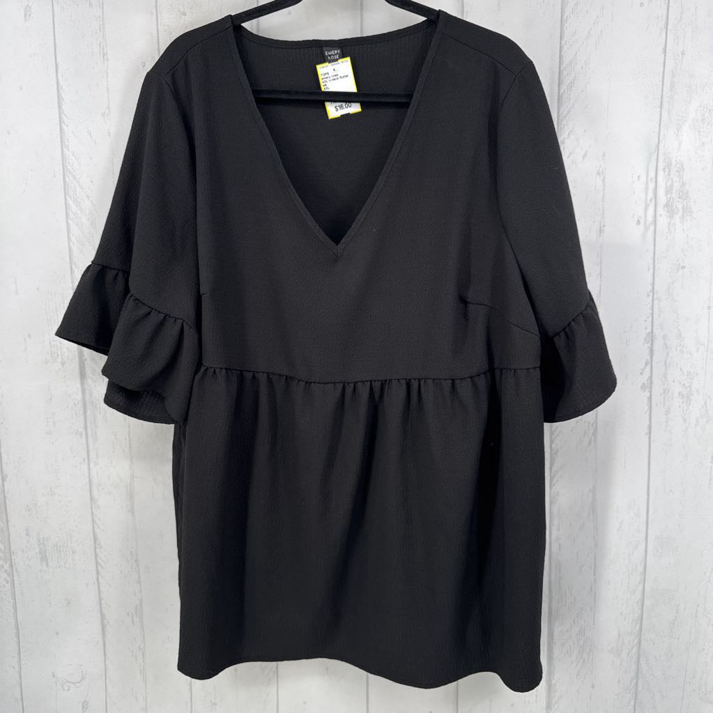 4XL v-neck flutter slv babydoll top