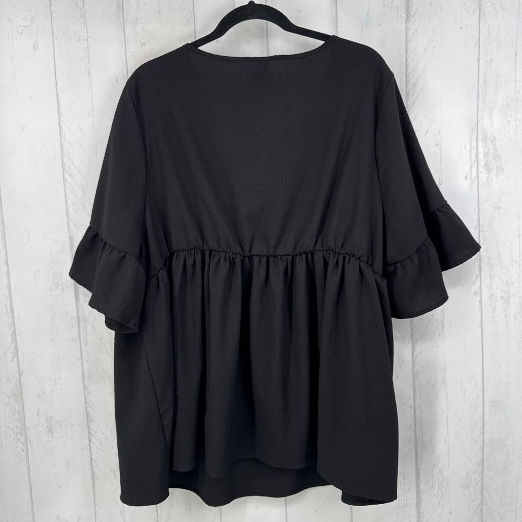 4XL v-neck flutter slv babydoll top