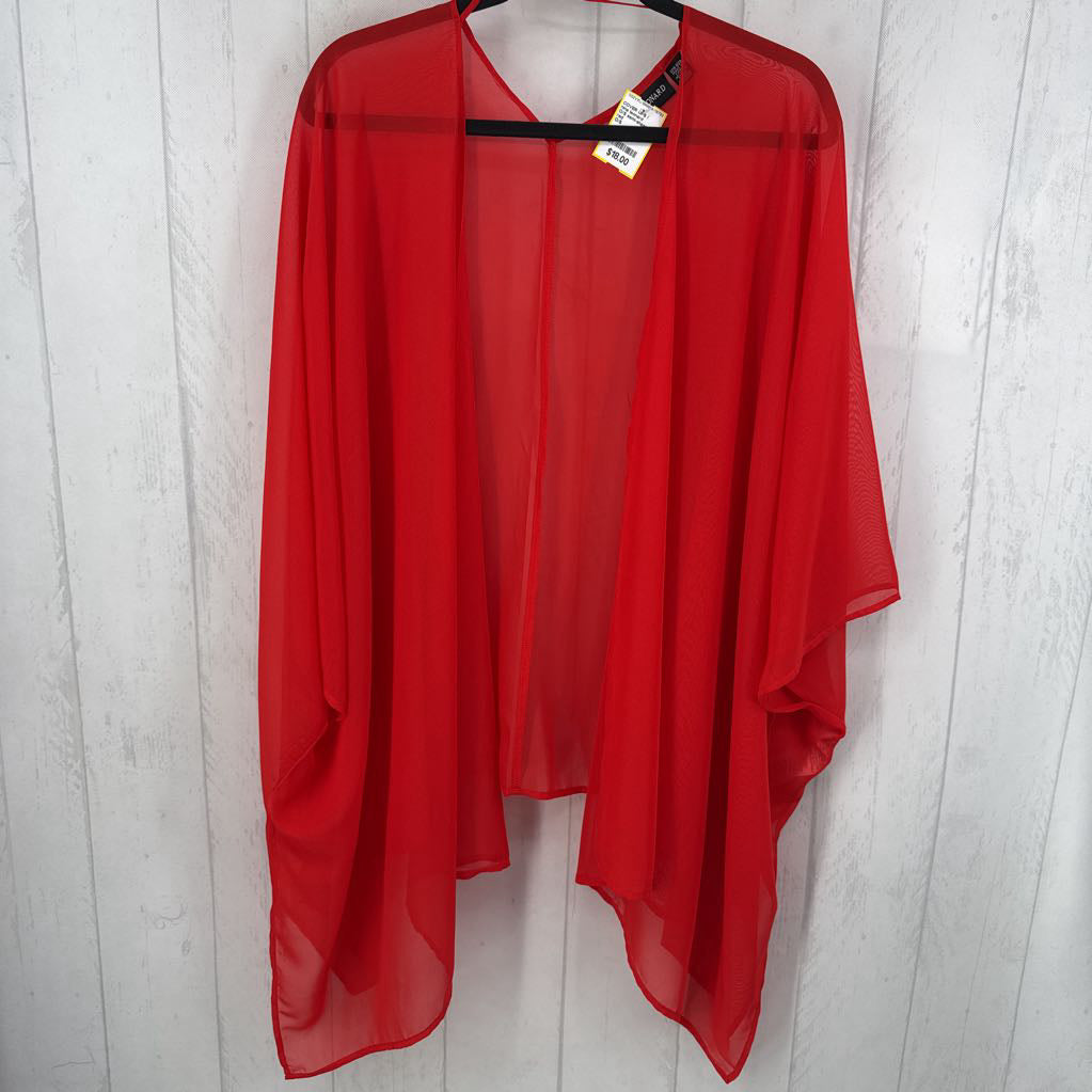 O/S semi-sheer ruana